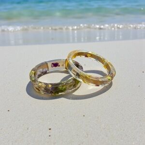 Two Florida Wildflower Handmade Resin Bangle Bracelets